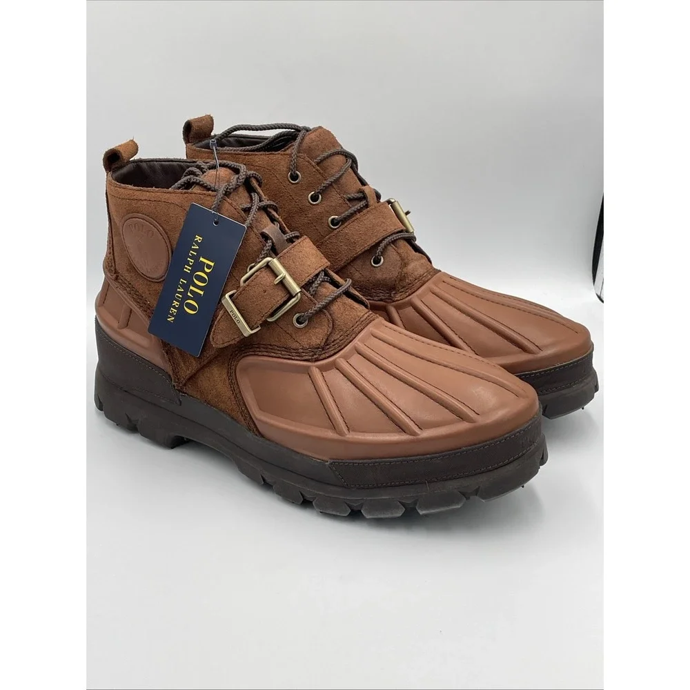 Polo Ralph Lauren Oslo Low buckle waterproof leather boots brown Men's size 11.5